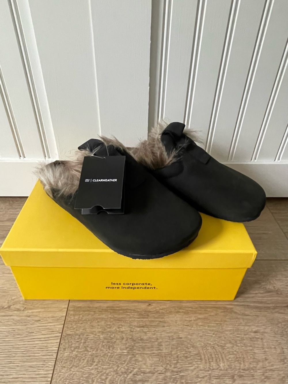 Clearweather Black Faux-Fur Lined Mule